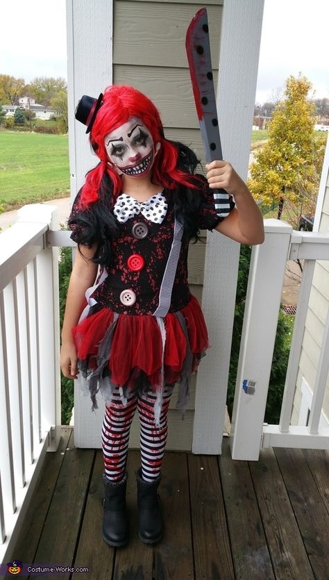 Killer Clown Costume Girls Scary Clown Costume Diy, Scary Costumes For Girls, Killer Clown Costume Women, Scary Clown Costume Ideas, Halloween Costume Teenage Girl, Killer Clown Costume, Clown Costume Diy, Scary Clown Costume, Makeup Clown