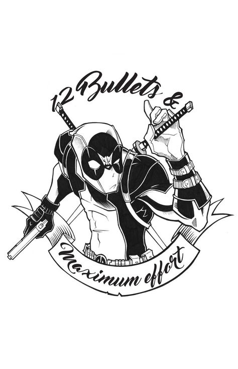 Effort Tattoo, Maximum Effort Deadpool, Deadpool Illustration, Deadpool Tattoo, Maximum Effort, Deadpool And Wolverine, Wood Burning Ideas, Tiny Tattoo, Arm Sleeve