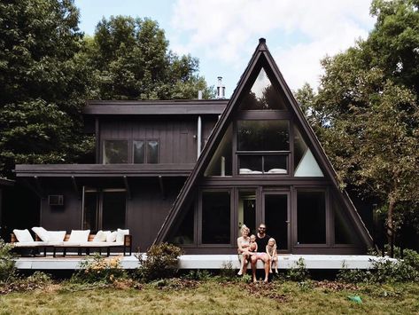 Black Is The New Black, Triangle House, Sarah Sherman, A Frame Cabins, A Frame House Plans, Casas The Sims 4, Frame House, A Frame Cabin, A Frame House