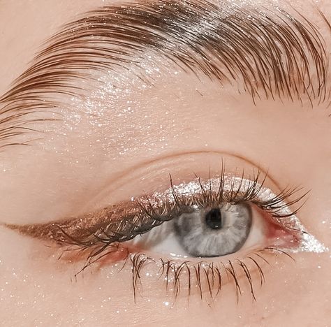 Sparkly Eyeliner Makeup, Silver Glitter Eyeliner, Silver Eyeliner Makeup, Artsy Makeup Look, Silver Eyeliner, Metallic Eyeliner, Artsy Makeup, Healthy Makeup, Metallic Makeup