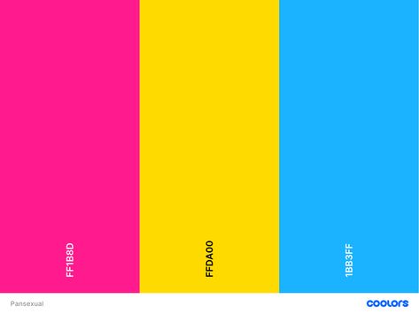 #pansexual #pride #flag #palette #hex Pride Flag Hex Codes, Queer Pride Flag, Canva Hacks, Pansexual Flag, Pride Flag Colors, Gay Flag, Pansexual Pride, Pride Colors, Creative Drawing Prompts