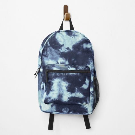 "Dark Blue Splotchey Tie Dye Batik Wax Tie Die Print" Backpack by paperandfrill | Redbubble Tie Dye Blue, Summer Tie Dye, Indonesian Batik, Tie Dye Diy, Blue Dye, Laptop Pocket, Color Patterns, Leather Backpack, Fashion Backpack