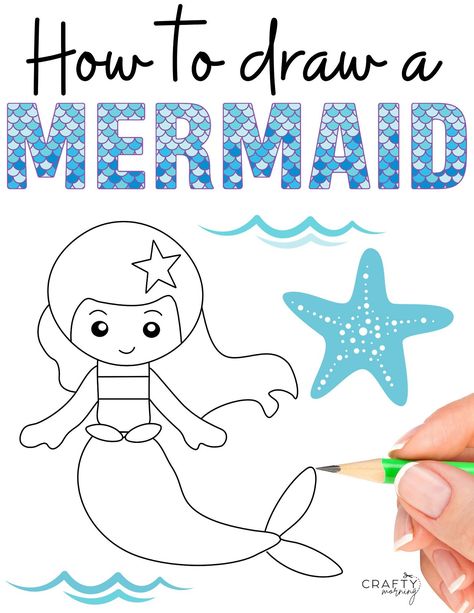 How to Draw a Mermaid How To Draw Mermaids Step By Step, Mermaid Doodle Easy, How To Make A Mermaid, Easy To Draw Mermaid, Mermaid Drawing Step By Step, How To Draw Mermaids, Mermaid Drawings Easy, Draw A Mermaid Easy, How To Draw A Mermaid