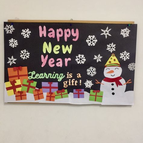 New Year School Board Decoration, New Year Board Decoration, Happy New Year Bulletin Boards, Parent Council, Christmas Board Decoration, New Year Display, New Year Bulletin Board, Winter Door Decorations Classroom, Class Board Decoration