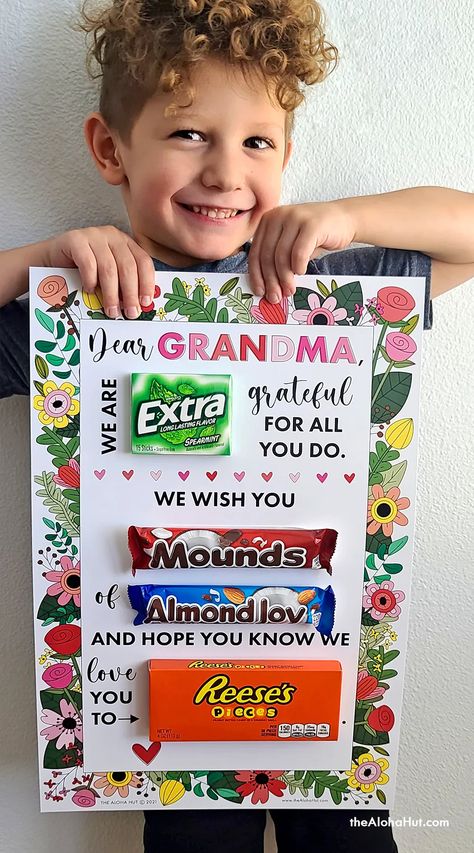 Homemade Birthday Gift For Grandma, Birthday Card Ideas For Grandma Funny, Mother Day Gift Ideas For Grandma, Mothers Day Gift Ideas For Grandma, Grandma Birthday Gift From Kids, Birthday Ideas For Grandma, Candy Gram Ideas, Birthday Gift Ideas For Grandma, Mother Day Ideas