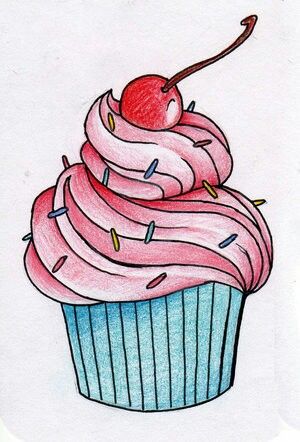 Cute Cupcake Drawing, Cupcake Tattoos, Cupcake Drawing, Cake Drawing, Disney Drawings Sketches, Cupcake Art, Art Nouveau Floral, Pencil Art Drawings, Color Pencil Art