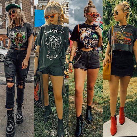 𝓷𝓲𝓬𝓸𝓵𝓮 𝓪𝓵𝔂𝓼𝓮 on Instagram: “All black everything even in the summer 🖤🔥 Which look was your fav?” Summer Rock Concert Outfit, Rock Chic Outfit, Edgy Concert Outfit, Rock Chic Outfits, Nicole Alyse, Rock Concert Outfit, Black Festival Outfit, Rocker Chic Outfit, Edgy Summer Outfits