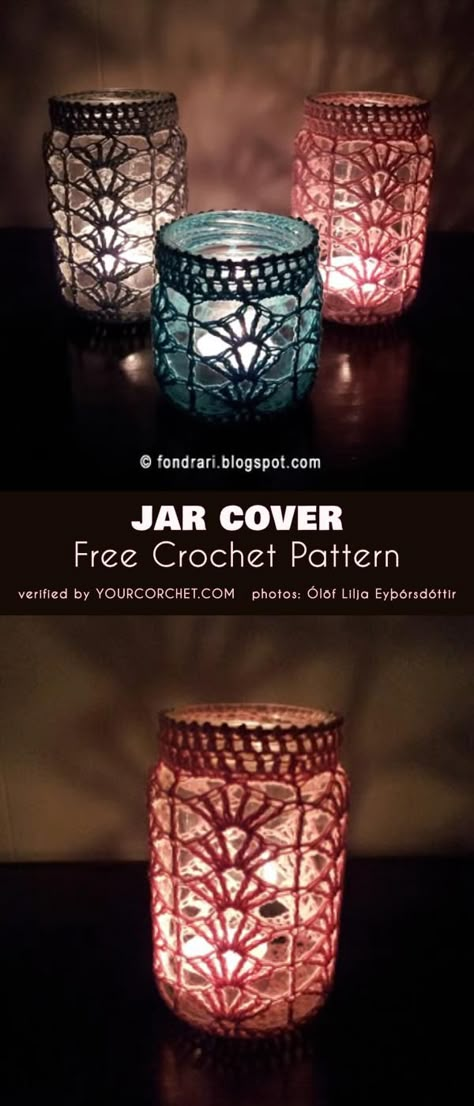 Jar Covers Ideas, Bathroom Crochet Patterns Free, Crochet Light Cover, Crochet Candle Cover, Easy Beginner Crochet Projects Tutorials, Crochet Jar Covers Free Pattern, Beginner Crochet Projects Step By Step, Crochet Jars, Stitch Videos