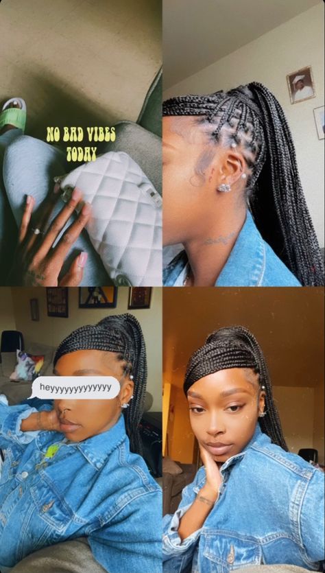 Knotless Braids Swoop Ponytail, Swoop Bun Box Braids, Braids Swoop Ponytail, Hairstyles Short Blonde Hair, Box Braids Hairstyles Short, Braids Hairstyles Short, Braids Styling, Cute Box Braids, Big Box Braids Hairstyles