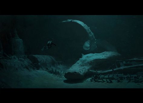 ArtStation - Deep Sea Scavengers, Tobias Jonassen Deep Sea Horror Art, Deep Sea Scary, Deep Sea Landscape, Deep Sea City, Deep Sea Horror, Deep Sea Aesthetic, Underwater Cavern, Ocean Horror, Deep Sea Art