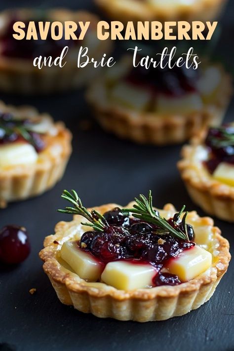 Impress your guests with savory cranberry and Brie tartlets, perfect as a festive appetizer for holiday gatherings. #CranberryBrieTartlets #HolidayAppetizers Turkey Cranberry Brie Puff Pastry, Christmas Crostini Appetizers, Tartlets Savory, Cranberry Brie Tarts, Cranberry Pastry, Brie Tartlets, Cranberry And Brie, Cranberry Appetizer, Brie Cranberry