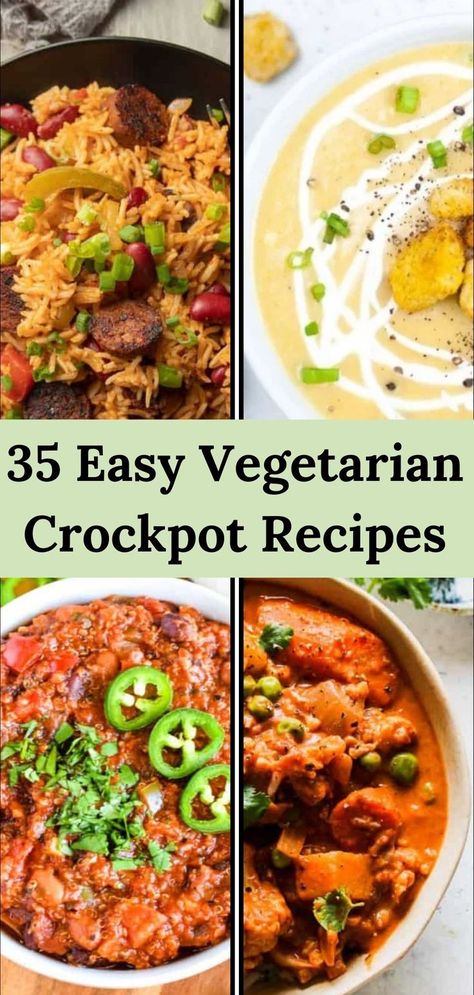 35 Best Vegetarian Crockpot Recipes Slow Cook Vegetarian Recipes, Crockpot Recipe Vegetarian, Healthy Slow Cooker Recipes Vegetarian, Slow Cooker Curry Vegetarian, High Protein Vegetarian Crockpot Recipes, Veg Crockpot Recipes, Veggie Crockpot Meals, Crockpot Meals Vegetarian, Crock Pot Vegetarian Recipes