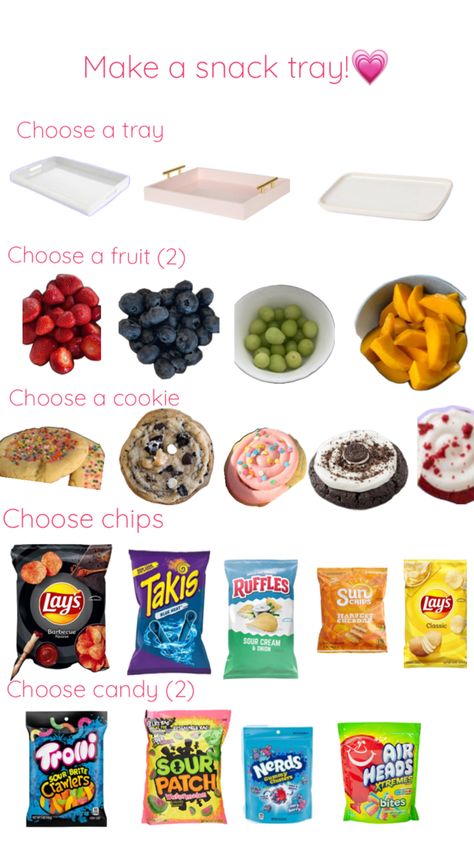 Sleepover Snack Tray, Sleepover Snacks To Make, Movie Night Snacks Ideas, Sleepover Snack Ideas, Preppy Snacks, One Has To Go Food, Sleepover Board, Snack Carts, Quick School Lunches