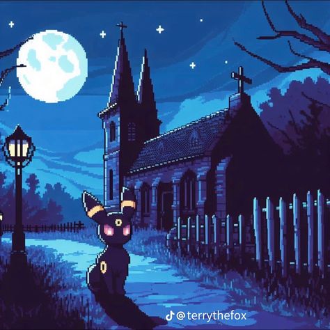 Shiny Umbreon Wallpaper, Halloween Umbreon, Haunted Pokemon, Pixel Pokemon Wallpaper, Umbreon Aesthetic, Umbreon Pfp, Pokemon Forest, Umbreon Wallpaper, Vaporwave Background