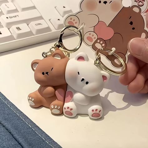 Adorable Magnetic Bear Keychains - Resin Cartoon Couple Keyrings With Pendant - Perfect Gift For Couples & Party Favors https://share.temu.com/f0uXPPFyx0A via @shoptemu Love Keychain, Clay Keychain, Couples Keychains, Clay Diy Projects, Cute Clay, Jewelry Making Charms, Cute Keychain, Diy Clay Crafts, Magnetism