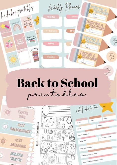 Free Back To School Printables | Printable Planner by  Tara Tincher Free Back To School Printables, Free Classroom Decor, Back To School Printables, Morning Routine Chart, Teach English To Kids, Organizational Printables, Planner Calendar Printables, Back To School Pictures, Weekly Planner Free Printable