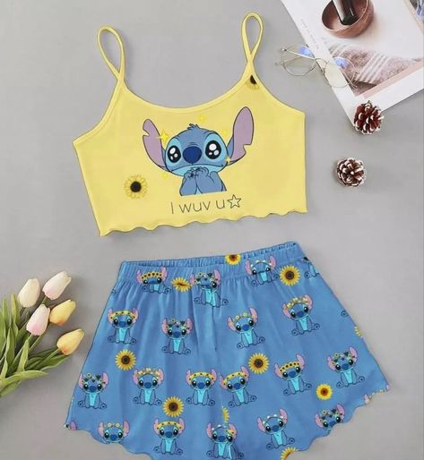 Stitch Pajamas, Lilo And Stitch Characters, Lilo And Stitch Merchandise, ليلو وستيتش, Cute Pjs, Cute Sleepwear, Cute Pajama Sets, Stitch Clothes, Cute Dress Outfits