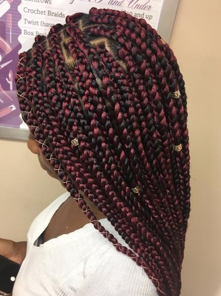 Black And Maroon Braids, Maroon Braids, Purple Box Braids, Ghana Braid Styles, School Braids, Braids For Black, Short Box Braids Hairstyles, Crochet Box Braids