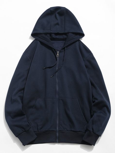 Solid Color Hooded Jacket  BLACK DARK GRAY DARK SLATE BLUE LIGHT GRAY , #AFFILIATE, #Jacket, #BLACK, #Hooded, #Solid, #Color #Ad Dark Slate Blue, Coats For Men, Plain Shirts, Slate Blue, Dream Clothes, Look Cool, Jacket Style, Jacket Tops, Hooded Jacket