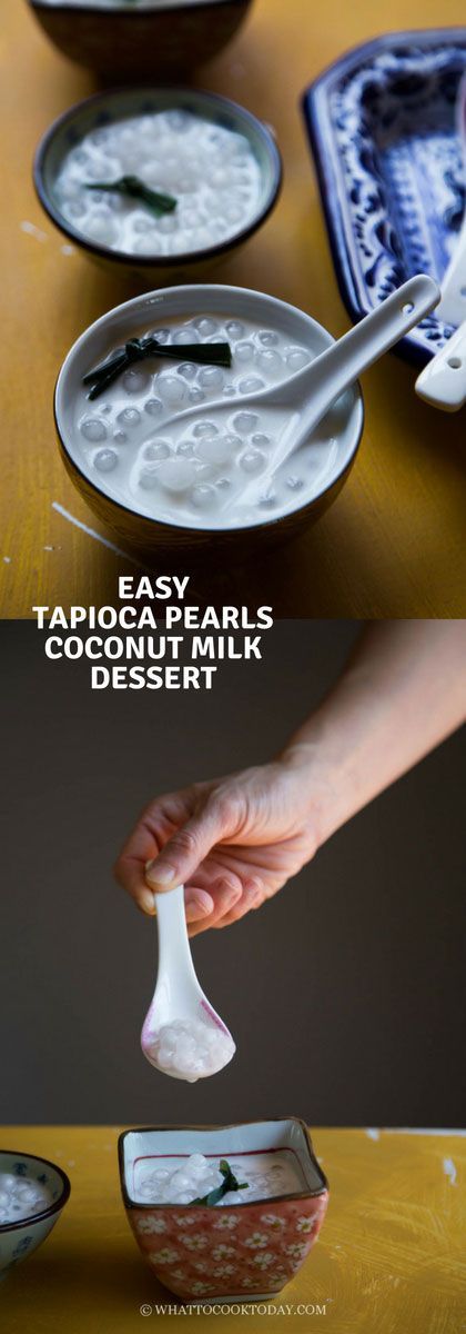 Easy Tapioca Pearls Coconut Milk Dessert- Soft and chewy tapioca pearls are served in creamy and sweet coconut milk is a simple yet delicious dessert and learn how to cook tapioca pearls correctly #tapiocapearl #boba #coconutmilk Cook Tapioca Pearls, Chinese Food Dishes, Tapioca Dessert, Coconut Milk Dessert, Bubble Tea Flavors, Tapioca Pudding, Homemade Bubbles, Milk Dessert, Easy Sweets