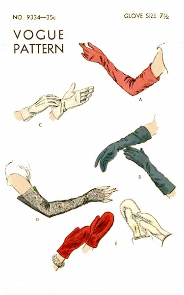 Vogue 9334 formal opera gloves or mittens. 1940s Vogue, Gloves Illustration, Gloves Drawing, Elegant Gloves, Glove Pattern, Gloves Fashion, Vintage Gloves, Gloves Design, Opera Gloves