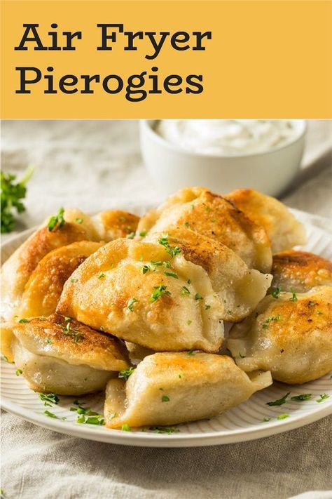 Air Fried Pierogies, Chicken Pierogi Recipe, Perogies Air Fryer, Healthy Perogies Recipe, Chicken And Pierogies, Air Fryer Pierogies Frozen, Perogies In Air Fryer, Air Fryer Perogies Frozen, Air Fryer Perogies