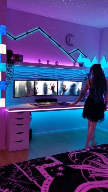 Female Pc Gaming Setup, Girl Gaming Room, Girl Gaming Setup, Female Gamer, Female Dj, Gamer Bedroom, Work Studio, Pc Gaming Setup, Gamer Room