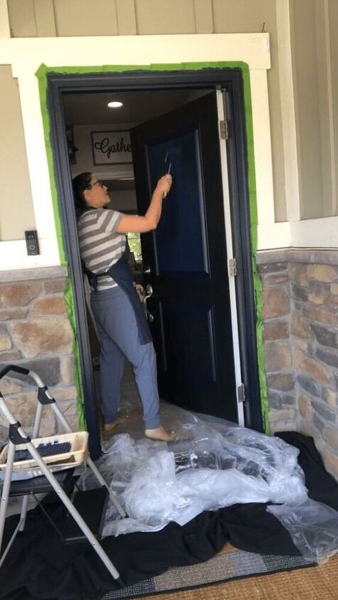 Paint Doors Black, Paint Your Front Door, Mini Pallet Coasters, Black Exterior Doors, Black Front Door, Paint Rollers, Front Door Makeover, Black Front Doors, Choosing Paint