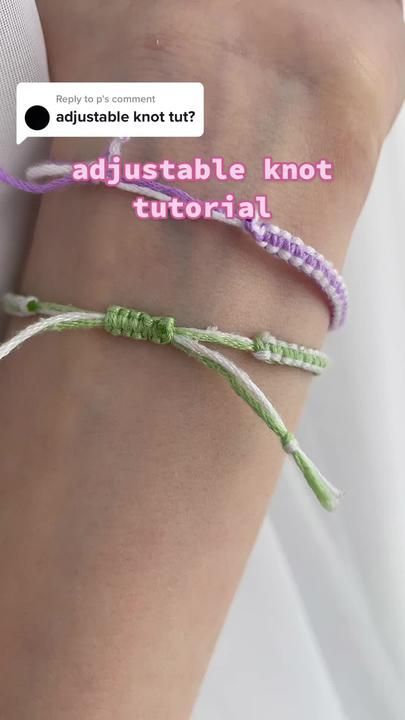 Replying to @p Adjustable knot tutorial 🪡🧵 . . . . . . . . . . #fyp ... | TikTok Square Knot Bracelets, Knot Tutorial, Knots Tutorial, Adjustable Knot, Square Knot, Knot Bracelet, When It Rains, String Bracelet, Adjustable Bracelet