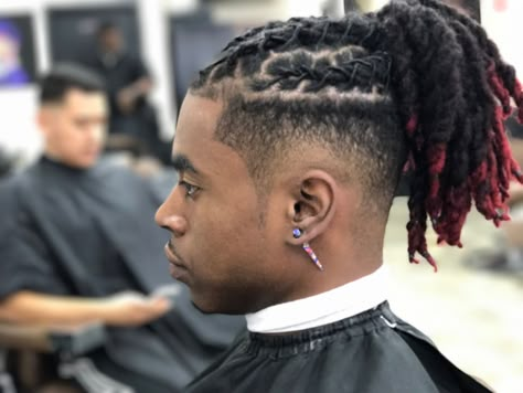 Top Locs Men, Mens Loc Styles With Shaved Sides, Locs Hairstyles For Black Man, High Top Fade Loc Styles, Men Wedding Loc Styles, Loc Styles With Undercut Men, Loc Styles For Men Ponytail, Wedding Locs Hairstyles Men, Mens Loc Colors