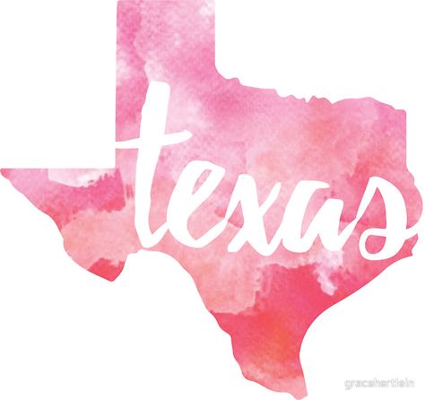 Texas - pink watercolor by gracehertlein Octopus Watercolor Painting, Octopus Watercolor, Texas Logo, Texas Stickers, Sublimation Graphics, Blog Backgrounds, Wall Flag, Texas Flag, Watercolor Stickers