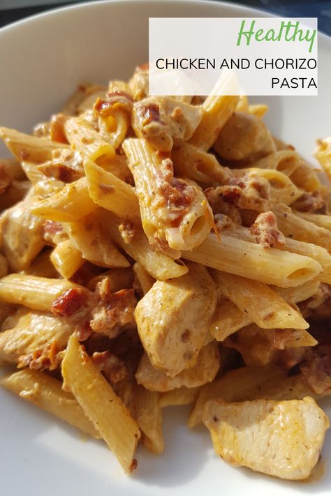 Fresh Recipes Dinner, Pasta With Sun Dried Tomatoes, Chorizo Recipes Dinner, Chicken And Chorizo Pasta, Dieting Foods, Creme Fraiche Recipes, Chicken And Chorizo, Chorizo Pasta, Pasta Fresh