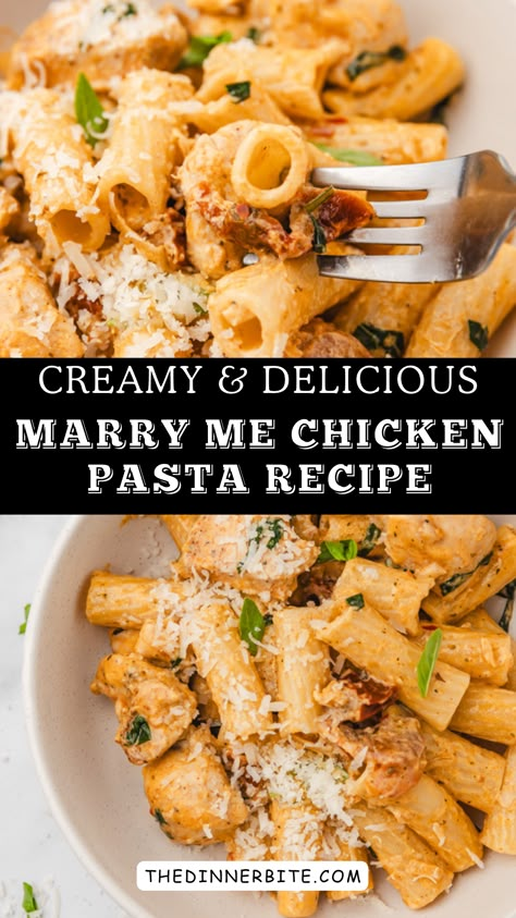 Discover the magic of a quick yet satisfying recipe with our Marry Me Chicken Pasta! This creamy, flavorful, and delicious dish can be whipped up in just 30 minutes – the perfect solution for those busy weeknights or spontaneous dinners. Get ready to impress your loved ones with this delightful pasta recipe! Easy Marry Me Chicken, Marry Me Chicken Pasta, Marry Me Chicken, Creamy Pasta Dishes, Pasta Dinners, Pasta Dinner Recipes, Chicken Pasta Recipes, Recipe 30, Health Dinner Recipes