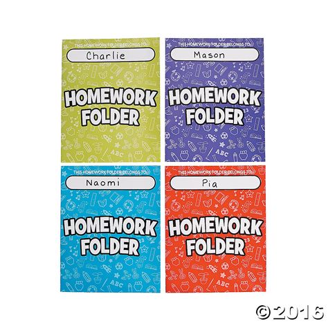 Homework Pocket Folders - OrientalTrading.com Homework Organization, Homework Folder, School Folders, Folder Cover, Back To School Organization, Pocket Folders, Teaching Supplies, Classroom Supplies, Teaching Aids