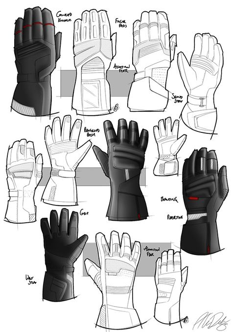 Sketchbook on Behance Glove Designs Drawing, Glove Design Drawing, Glove Design Concept, Glove Technical Drawing, Sci Fi Gloves, Gloves Drawing, Gloves Design, Human Figure Drawing, Industrial Design Sketch