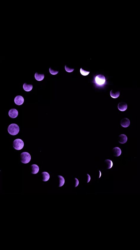 23 Moon Phases in a single image. #TheMoon #Creation Backgrounds Purple, Dark Night, Aesthetic Backgrounds, Night Sky, In The Dark, Purple And Black, The Moon, Moon, Purple