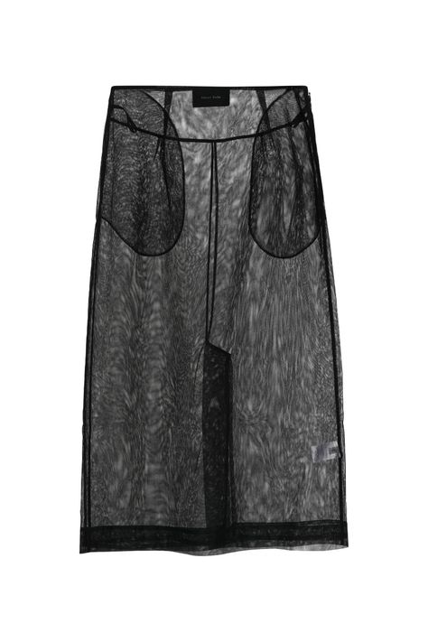 Prada Sheer Skirt, Sheer Black Skirt Outfit, Sheer Black Skirt, Sheer Midi Skirt, Midi Skirt Black, Mesh Fashion, Tulle Midi Skirt, Design Clothing, Sheer Skirt