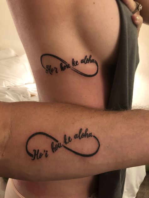 Couples tattoos - Hawaiian Infinity “falling in love all over again” Hawaiian Infinity Tattoo, Hawaiian Love Tattoo, Hawaiian Wedding Tattoo, Hawaii Couple Tattoos, Hawaiian Couple Tattoos, Couple Tattoos Infinity, Disney Couple Tattoos, Girlfriend Tattoos, Marriage Tattoos