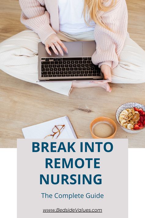 Thinking about transitioning from bedside to remote work, but unsure how to do that? This complete guide gives you from point A to Z on what kind of remote jobs are out there and how to break into them! (Pssst theres even website links to companies that offer remote work for nurses!) Click to read more! Remote Nursing Jobs, Nurse Case Manager, Licensed Vocational Nurse, Nurse Job, Retirement Activities, Free Online Learning, Professional Portfolio, Nurse Inspiration, Nursing Books