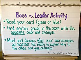 3rd Grade Thoughts: Bosses vs. Leaders Lesson + Freebies Leadership Workshop Ideas, Leader In Me Activities, Leadership Activities For Kids, Boss Vs Leader, The Leader In Me, Habit 5, Leadership Classes, Leadership Workshop, Student Leadership