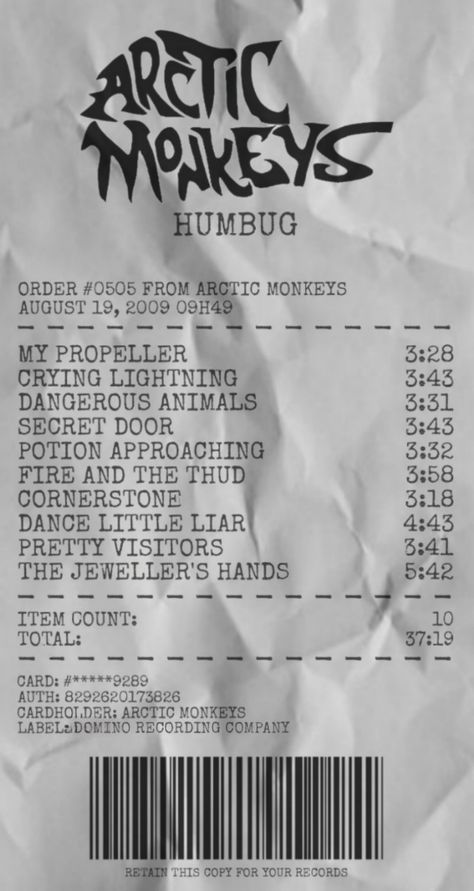 Arctic Monkeys Stickers Printable, Humbug Aesthetic, Humbug Poster, Humbug Arctic Monkeys, Album Receipts, Arctic Monkeys Lyrics, Posters Music, Arctic Monkeys Wallpaper, Monkey Stickers