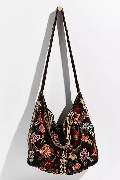 Taline Velvet Tote | Free People Velvet Tote Bag, Brown Butterfly, Quick Weekend Getaways, My Style Bags, Estilo Hippie, Boho Bags, Brown Velvet, Pretty Bags, Velvet Fashion