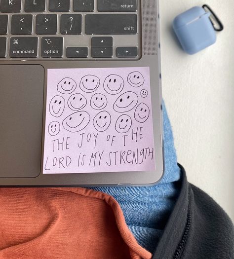 Christian Vsco, Sticky Notes Quotes, God Aesthetic, The Joy Of The Lord, The Lord Is My Strength, Bible Doodling, Bible Journal Notes, My Strength, Joy Of The Lord