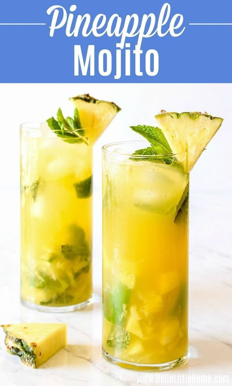 Pineapple Rum Drinks, Pineapple Mojito, Mojito Drink, Pineapple Mint, Pineapple Cocktail, Pineapple Drinks, Pineapple Water, Pineapple Rum, Mojito Recipe