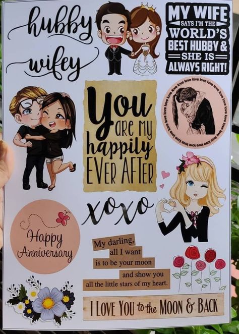 Scrapbook Quotes For Couples, Love Quotes Stickers Printable, Tag Sheets For Scrapbook, Love Stickers For Scrapbook, Couple Stickers For Scrapbook, Love Stickers Printables Scrapbooking, Hamper Stickers, Love Stickers Couple, Anniversary Stickers