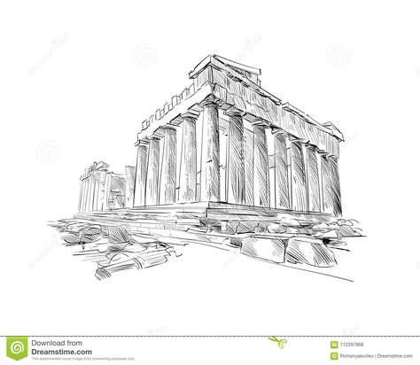 Acropolis Greece Tattoo, Acropolis Tattoo Design, Parthenon Tattoo Design, Acropolis Of Athens Sketch, Acropolis Sketch, Acropolis Drawing, Parthenon Sketch, Acropolis Tattoo, Parthenon Drawing