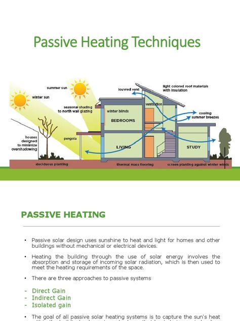 Passive heating techniques in a building in architecture. Passive Solar Architecture, Passive Building, Passive House Exterior, Passive Cooling House Design, Passive Heating Architecture, Passive Heating, Passive Cooling Techniques, Passive Techniques Architecture, Passive House Design Architecture