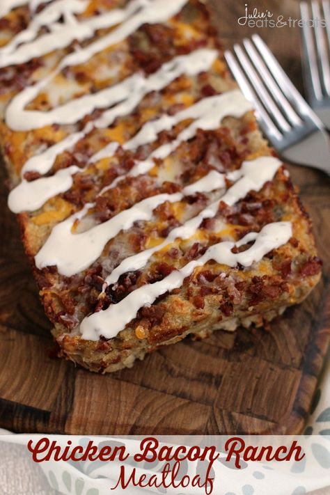 Ranch Meatloaf, Chicken Bacon Cheese, Chicken Meatloaf, Ground Chicken Recipes, Easy Comfort Food, Chicken Bacon Ranch, Bacon Ranch, Chicken Bites, Flank Steak