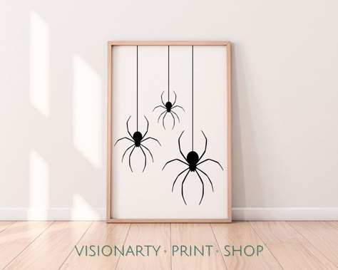 "\"Spiders Print\" Minimalist style print with a modern fall design. This autumn print would be a great hosting gift for Halloween party or as a sweet addition to entryway to welcome in fall. Autumn lovers will fall into the season and treasure this fall decoration! This listing is an instant digitial download. Spider Print, Halloween Wall Art, Halloween Decor, Halloween Poster, Halloween Print, Halloween Printable, Digital Download, Fall Decoration Sized Included: 16x20 inch 18x24 inch 24x36 in Hosting Gift, Haunted House Drawing, Fun Diy Halloween Decorations, Art Mini Toile, Minimalist Halloween, Poster Halloween, Wall Art Halloween, Fun Halloween Crafts, Modern Halloween