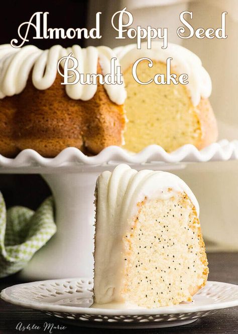 light and fluffy almond poppy seed bundt cake - recipe and video tutorial Poppyseed Bundt Cake, Almond Poppy Seed Cake, Almond Poppyseed, Poppy Seed Cake Recipe, Poppy Seed Bundt Cake, Video Cake, Cream Cheese Frosting Easy, Light Cake, Chocolate Chip Muffin Recipe